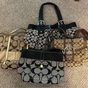 Coach Black and Gray Signature Tote Bag